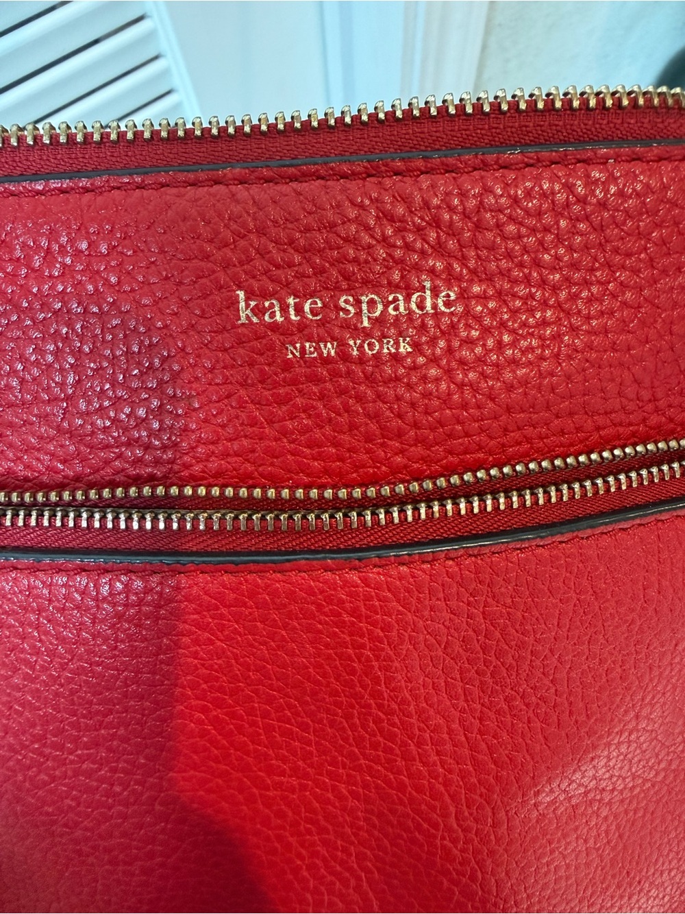 kate spade Red Pebbled Leather Crossbody with Gold Hardware - Picture 3 of 9